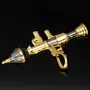 Glänzender Raketenwerfer, Panzerfaust, Bazooka-Anhänger aus hochwertigem Bicolor 585 / 14K Gold (Gelbgold und Weißgold)