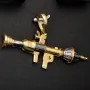 Glänzender Raketenwerfer, Panzerfaust, Bazooka-Anhänger aus hochwertigem Bicolor 585 / 14K Gold (Gelbgold und Weißgold)