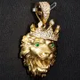 Löwenkopf-Anhänger aus hochwertigem 14k Gelbgold (585) mit Zirkoniabesatz – (ca. 6,3 g)
