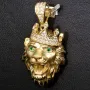 Löwenkopf-Anhänger aus hochwertigem 14k Gelbgold (585) mit Zirkoniabesatz – (ca. 6,3 g)