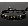 Trendiges, längenverstellbares Kugel Zug-Armband mit 26 Goldperlen in hochwertigem 585 14K und schwarzen Beads (ca. 17-23 cm )