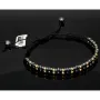 Trendiges, längenverstellbares Kugel Zug-Armband mit 26 Goldperlen in hochwertigem 585 14K und schwarzen Beads (ca. 17-23 cm )
