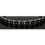 Trendiges, längenverstellbares Kugel Zug-Armband mit 26 Goldperlen in hochwertigem 585 14K und schwarzen Beads (ca. 17-23 cm )