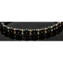 Trendiges, längenverstellbares Kugel Zug-Armband mit 26 Goldperlen in hochwertigem 585 14K und schwarzen Beads (ca. 17-23 cm )