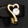 Gold-Ohrringe mit Herz-Design mit Zirkonia und englischem Verschluss aus massivem 585er 14K Gelbgold