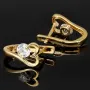 Gold-Ohrringe mit Herz-Design mit Zirkonia und englischem Verschluss aus massivem 585er 14K Gelbgold