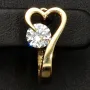Gold-Ohrringe mit Herz-Design mit Zirkonia und englischem Verschluss aus massivem 585er 14K Gelbgold