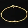Edles Twist-Armband / Kordelarmband mit eingearbeiteten Goldperlen aus hochwertigem 585 14k Gold, ca. 2mm breit, 19cm lang