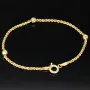 Edles Twist-Armband / Kordelarmband mit eingearbeiteten Goldperlen aus hochwertigem 585 14k Gold, ca. 2mm breit, 19cm lang