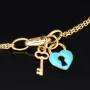 Goldarmband mit doppelter Kette & Charms aus 14K 585 Gelbgold mit Zirkonia– ca. 20 cm – Herz & Schlüssel