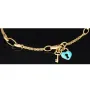 Goldarmband mit doppelter Kette & Charms aus 14K 585 Gelbgold mit Zirkonia– ca. 20 cm – Herz & Schlüssel