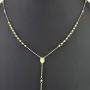 Edle Rosenkranz Y-Kette mit kleinem Amulett und Kreuzanhänger in hochwertigem 14K / 585 Gelbgold