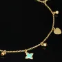 Trendiges Goldarmband mit glänzenden, eingearbeiteten Anhängern und Goldperlen (585er 14k), ca. 19cm lang
