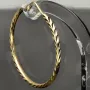 Edle Creolen / Ohrringe mit diagonal, gestepptem Muster aus hochwertigem Gold (585er 14K Gelbgold)