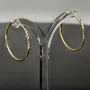 Edle Creolen / Ohrringe mit diagonal, gestepptem Muster aus hochwertigem Gold (585er 14K Gelbgold)