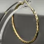 Edle Creolen / Ohrringe mit diagonal, gestepptem Muster aus hochwertigem Gold (585er 14K Gelbgold)