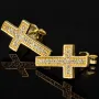 Exquisite Kreuz-Ohrstecker aus 585er (14K) Gold mit funkelnden Zirkonia