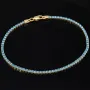 Funkelndes Tennisarmband mit leuchtend, blauen Zirkoniasteinen aus 585 14K Gold in (ca. 18 cm Länge)