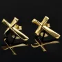 Funkelnde Kreuz-Ohrstecker aus 585 14K Gold (Gelbgold) - glänzend poliert