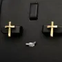 Funkelnde Kreuz-Ohrstecker aus 585 14K Gold (Gelbgold) - glänzend poliert
