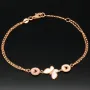 Funkelndes zweireihiges Ankerarmband aus hochwertigem 585 14K Gold (Roségold) in edlem Schmetterlings-Design - ca. 16-18 cm längenverstellbar