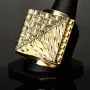 Prunkvoller, markanter XL-Herrenring aus hochwertigem 585er (14k) Gelbgold (Ringgröße ca. 68)