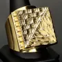 Prunkvoller, markanter XL-Herrenring aus hochwertigem 585er (14k) Gelbgold (Ringgröße ca. 68)