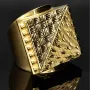 Prunkvoller, markanter XL-Herrenring aus hochwertigem 585er (14k) Gelbgold (Ringgröße ca. 68)