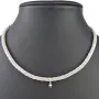 Wellendorff Markenschmuck: Beeindruckendes Collier PRINZESSE / Seidenkordel, mit filigraner Struktur aus hochwertigem Gold in ca 43 cm Länge (18K / 750 Weißgold, ca. 78,6g) mit Brillantanhänger (ca. 0,017 ct.)