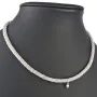 Wellendorff Markenschmuck: Beeindruckendes Collier PRINZESSE / Seidenkordel, mit filigraner Struktur aus hochwertigem Gold in ca 43 cm Länge (18K / 750 Weißgold, ca. 78,6g) mit Brillantanhänger (ca. 0,017 ct.)