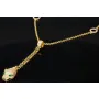 Anmutige Goldkette / Collier mit Pantherkopf-Anhänger aus funkelndem Gold (14K 585 Gelbgold) mit Zirkoniabesatz ca. 45cm