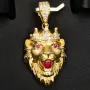 Exklusiver Löwenkopf-Anhänger aus hochwertigem 14K 585er Gold – veredelt mit zahlreichen funkelnden Zirkoniasteinen (ca. 4,4 g)