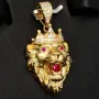 Exklusiver Löwenkopf-Anhänger aus hochwertigem 14K 585er Gold – veredelt mit zahlreichen funkelnden Zirkoniasteinen (ca. 4,4 g)
