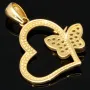 Funkelnder Anhänger - Herz mit Schmetterling aus 585er 14K Gold (Gelbgold) mit Zirkonia besetzt
