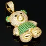Teddy-Bär-Anhänger aus edlem 585 14K Gold mit leuchtenden Zirkoniasteinen