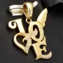 Stilvoller Anhänger mit kreativem "Love" Schriftzug aus edlem 14K 585 Gold (Gelbgold) mit Zirkoniabesatz