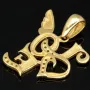 Stilvoller Anhänger mit kreativem "Love" Schriftzug aus edlem 14K 585 Gold (Gelbgold) mit Zirkoniabesatz
