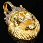 Exklusiver Löwenkopf-Anhänger aus hochwertigem Bicolor 14k 585 Gold (Gelbgold und Weißgold) mit funkelnden Zirkoniasteinen besetzt – (ca. 10,6 g)