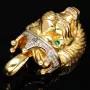 Exklusiver Löwenkopf-Anhänger aus hochwertigem Bicolor 14k 585 Gold (Gelbgold und Weißgold) mit funkelnden Zirkoniasteinen besetzt – (ca. 10,6 g)