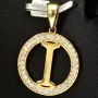 Exquisiter Anhänger aus 14K 585 Gold - Buchstabe "I" mit strahlenden Zirkonia besetzt