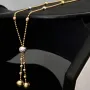 Exklusive Lariat-Kugelkette / Y-Goldkette bestückt mit mehreren Goldkügelchen aus Tricolor 14K 585 Gold (Gelbgold, Weißgold und Roségold) für Damen in ca 45 cm Länge