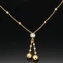 Exklusive Lariat-Kugelkette / Y-Goldkette bestückt mit mehreren Goldkügelchen aus Tricolor 14K 585 Gold (Gelbgold, Weißgold und Roségold) für Damen in ca 45 cm Länge