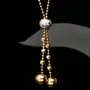 Exklusive Lariat-Kugelkette / Y-Goldkette bestückt mit mehreren Goldkügelchen aus Tricolor 14K 585 Gold (Gelbgold, Weißgold und Roségold) für Damen in ca 45 cm Länge
