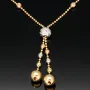 Exklusive Lariat-Kugelkette / Y-Goldkette bestückt mit mehreren Goldkügelchen aus Tricolor 14K 585 Gold (Gelbgold, Weißgold und Roségold) für Damen in ca 45 cm Länge
