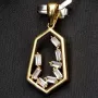 Zeitloser Gold-Anhänger in modernem, geometrischen Design in 14K 585 Gold (Gelbgold), edel verziert mit strahlend, weißen Zirkonia