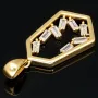 Zeitloser Gold-Anhänger in modernem, geometrischen Design in 14K 585 Gold (Gelbgold), edel verziert mit strahlend, weißen Zirkonia