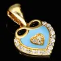 Exquisiter Herz-Anhänger mit Unendlichkeitszeichen aus 14K Gold (Gelbgold) mit feinem Zirkoniabesatz