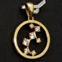 Edler Goldanhänger in modernem, abstrakten Design aus 14K 585 Gold (Gelbgold), besetzt mit edlen leuchtend, weißen Zirkonia