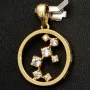 Edler Goldanhänger in modernem, abstrakten Design aus 14K 585 Gold (Gelbgold), besetzt mit edlen leuchtend, weißen Zirkonia