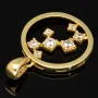 Edler Goldanhänger in modernem, abstrakten Design aus 14K 585 Gold (Gelbgold), besetzt mit edlen leuchtend, weißen Zirkonia